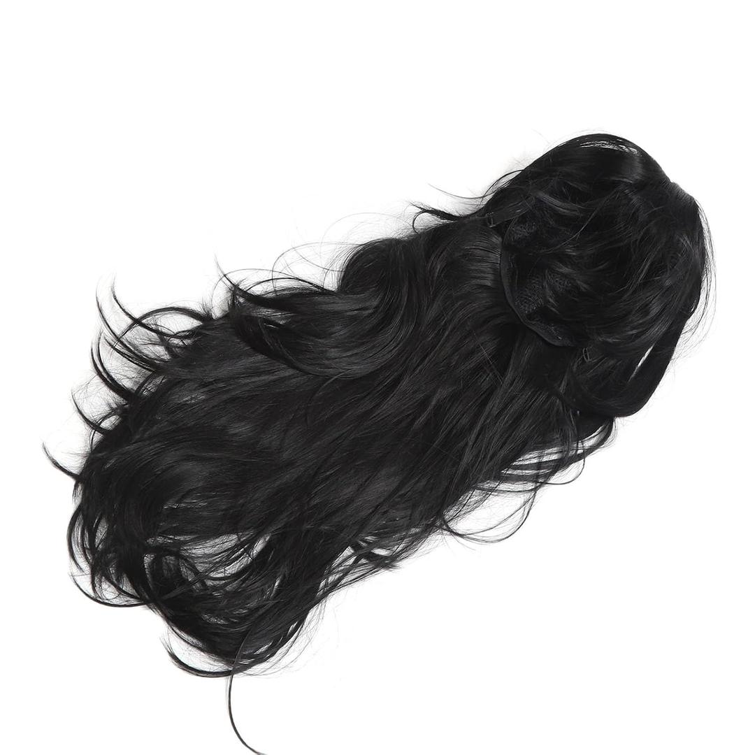 Black Wavy Long Hair Fashionable Breathable Mesh Safe Black Curly Synthetic Hair Daily Dating