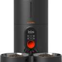 WOPET Automatic Cat Feeders 2 Cats, (5 ) Timed Cat Food Dispenser with Stainless Steel Bowl, Programmable 1-6 Meals Control, Dual Power Supply Auto Pet Feeder for Cats and Dogs (Black)