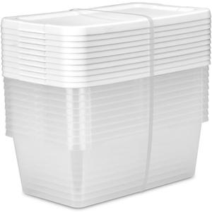 10Pack 6Quart Clear Plastic Storage Boxes with SnapOn Lid  Durable Stackable Storage Bins for Home, Garage, Closet Organization, White Lid & Clear Body