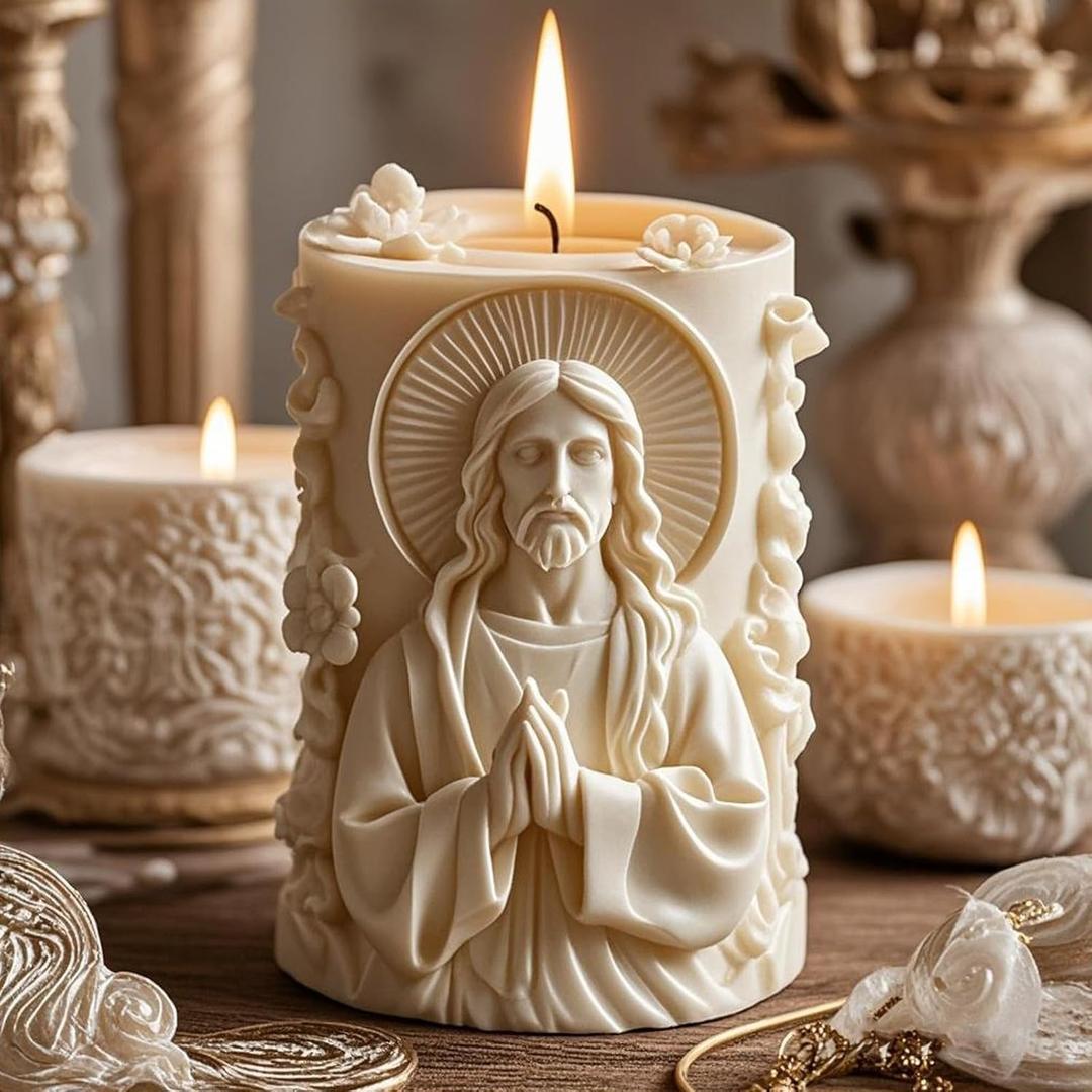 3D Jesus Candle Mold Resin Casting Silicone Molds for Home Decor & Candle Making, Aromatherapy, DIY Home Decor Craft Mold
