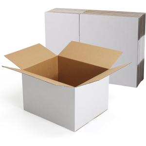 CRUGLA 12x10x8 Shipping Boxes 15 Pack, White Corrugated Cardboard Boxes with Side-Lock and Pre-Applied Double-Sided Tape, Easy Assemble Packing Mailer Boxes for Small Business Shipping