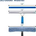 Professional Window Cleaning Kit, 14" Rubber Squeegee with 15" Microfiber Scrubber, Window Cleaning Tool for Home, Window Washing Equipment Commercial & Household Use