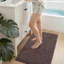 DEXI Bathroom Runner Rugs 60x24, Non Slip Chinelle Bath Mat, Dark Taupe