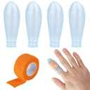 4pcs Waterproof Finger Protectors, Reusable Silicone Finger Waterproof Cover Sleeve with Nursing Bandage for Shower Swimming Pedicure Manicure Durable Nail Soaking & Wound Protection