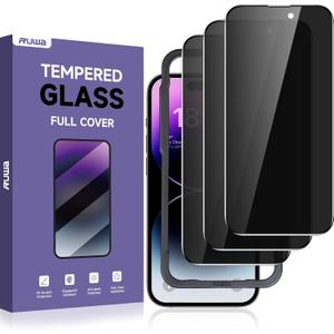 ruwa Privacy Screen Protector for iPhone 14 Pro [3-Pack][6.1 Inch] Anti-Peep Tempered Glass Films with Easy Installation Frame, 9H Hardness, Scratch Resistant, Full Coverage (Only for iPhone 14Pro) (for iPhone 14 Pro-6.1 Inch, Privacy 3-Pack)