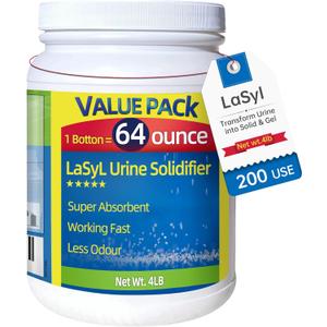 LaSyL Super Absorbent Powder - 50/100/200 use, Solidify & Gel Urine in 1 Min, Deodorizer - Easy to Port Waste Liquid - for Camping Portable Toilet, Urinals, Bedside Commodes, Pet Potty etc