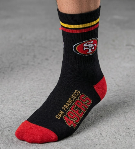 For Bare Feet NFL SAN FRANCISCO 49ERS Cozy Feather Compression Varsity Stripe Team Color Small/Medium