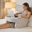Sweetcrispy Ergonomic Lap Desk Reading Pillow with Storage Pockets, Grey | Supportive Arm Rests, Breathable Fabric Large Desk, Seemless for Mouse Use, Removable Washable Cover, Memory Foam