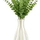 Drop-Resistant Plastic Vase with Fake Plants - Modern Farmhouse Decor Pottery Centerpiece - Small Vase for Living Room Coffee Table Bedroom Kitchen Shelf & Dining Gift