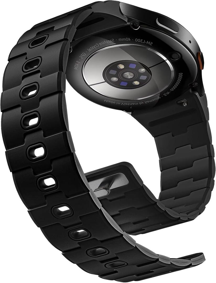 Bandletic Magnetic Silicone Band Compatible with Samsung Galaxy Watch 7 6 5 4 FE 40mm 44mm/for Galaxy Watch 6 4 Classic 43mm 47mm 42mm 46mm/Watch 5 Pro 45mm, 20mm No Gap Strap for Men Women, Black