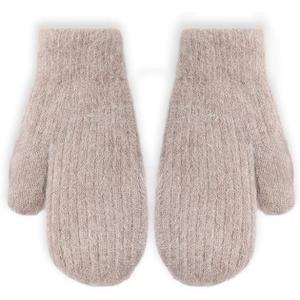 INOGIH Winter Warm Mittens Cold Weather Gloves for Women - Soft lining Thick Crochet Cable Knit Gloves (One Size, Bean Paste Color)