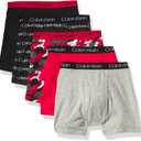 Calvin Klein Boys' Modern Cotton Boxer Briefs (5 Pack) (Black/Heather/Camo/Red/Stripe), XL