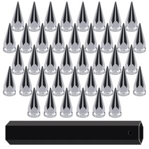Spike Chrome Lug Nut Covers, Screw On 33mm x 4 3/4" Thread On Spike Lug Nut Covers, Plastic Pointed Screw-on Lug Nuts Cover for Semi Trucks (Pack 40pcs)