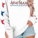 SUPEYA Womens USA Sweatshirt American Flag Graphic Pullover Crewneck Long Sleeve Tees Clothes 4th of July Tee Tops