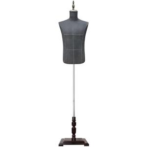 DamyTroso Male Dress Form, Male Mannequin Troso Body with Wooden Stand, Adjustable Height Clothing Manikin for Display and Sewing