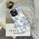 Case Compatible with iPhone 15 Pro,Double Layer Protection, Matte Finish, Anti-Drop and Anti-Fingerprint Armor -Floral Wind Blue line Floral Print