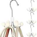 TOPIA HANGER Hoodie Hangers 4-Pack with 6 Wood Balls, 360Swivel Purse Hanger, Scarf Hanger, Closet Hooks, Handbag Organizer, Bra Hanger, Accessory Organizers for Scarf, Tanktop, Hat, Hoodie CT57W
