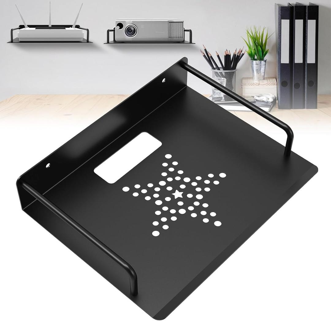 Projector Shelf for Wall, Aluminum Alloy WiFi Router Wall Mount Shelf Easy to Dissipate Heat, Wall Floating Shelves/Stand/Rack/Holder/Bracket for Game Console/Speaker/Cabel Box/DVD Player (Width:28cm-1pcs)