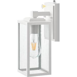 VIANIS Outside Lights for House Wall Mount, White Dusk to Dawn Outdoor Lighting Fixtures, Waterproof Anti-Rust Aluminum Porch Lights with Tempered Seed Glass, Modern Outdoor Wall Lantern for Garage (Standard D2D)