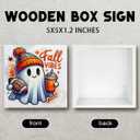 2 x Fall Sign Decor Decorations for Home Coffee Bar Hot Cocoa Sign Autumn Halloween Ghost Decor Decorations for Home Office Kitchen 5 X 5 Inch