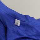 AmlieBoutik Women V Neck Raglan Long Sleeve Ruched Sides Top (X-Small, Blue)