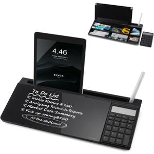 Small Glass Desktop Whiteboard Dry-Erase-Board - Computer Keyboard Stand with Calculator White Board Surface Pad with Drawer, Desk Organizers with Accessories for Office, Home, School Supplies