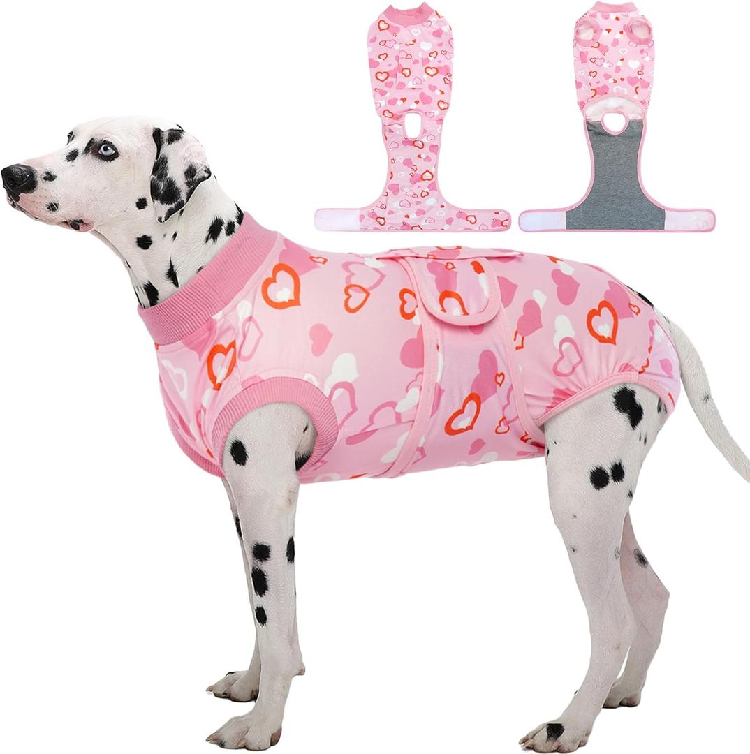 Kuoser Dog Surgery Recovery Suit, Valentine's Day Doggie Surgical Shirt for Female Male Dogs, Pet Onesies for  Large Dogs