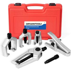 DAYUAN 5pcs Professional Front End Service Tool Kit, Pitman Arm Puller, Ball Joint Separator Tie Rod Remover Tool (Red)