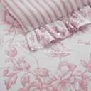 Madison Park Essentials Adele Pink Floral Full Size Comforter Set Vintage Bed in a Bag with Sheets, Reversible Ruffle Bedding, Elegant Gift for Her
