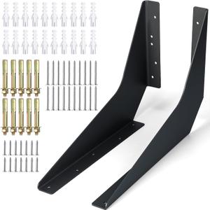 Blulu One Pair Heavy Duty Commercial Bracket, Countertop Support Bracket, Steel Mounting Reversible Holder Workstation Industrial Support Holder for Shelves Desks(12" x 18",Black)