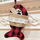 Pet Christmas Stockings for Cats Burlap Plaid Holiday Hanging Fish Socks Fireplace Tree Christmas Decoration