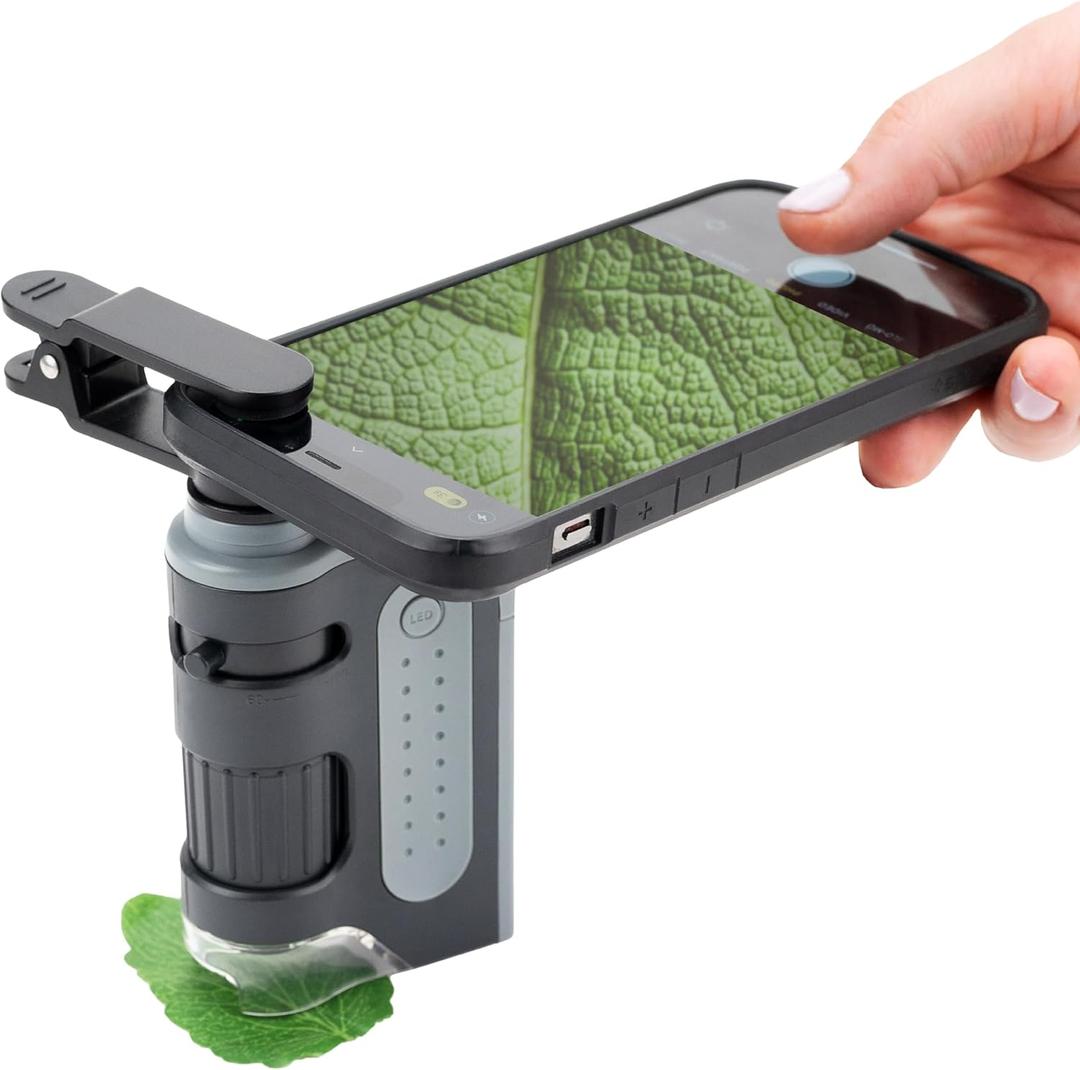 Carson MicroBrite Portable Digital Pocket Microscope for Kids or Adults, Accurate 60x-120x Zoom, Handheld Microscope with Phone Clip & Smartphone App (MM-350)