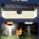 LUHLEE 416 LEDs Clip On Solar Lights Outdoor, 1500LM & 300 Angle Bright Motion Sensor Outdoor Lights with 3 Lighting Modes, IP65 Waterproof Flood Solar Light for Fence, Patio, Backyard, Gutter 1Pack