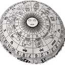 Round Floor Pillow Cover Only Horoscope Mandala Cushion Cover Pouf for Meditation Room Decor Zodiac Sign Round Throw Pillows Black White Astrology (32 Pillow Cover, Without Filler) (32" x 32" (Pack of 1))