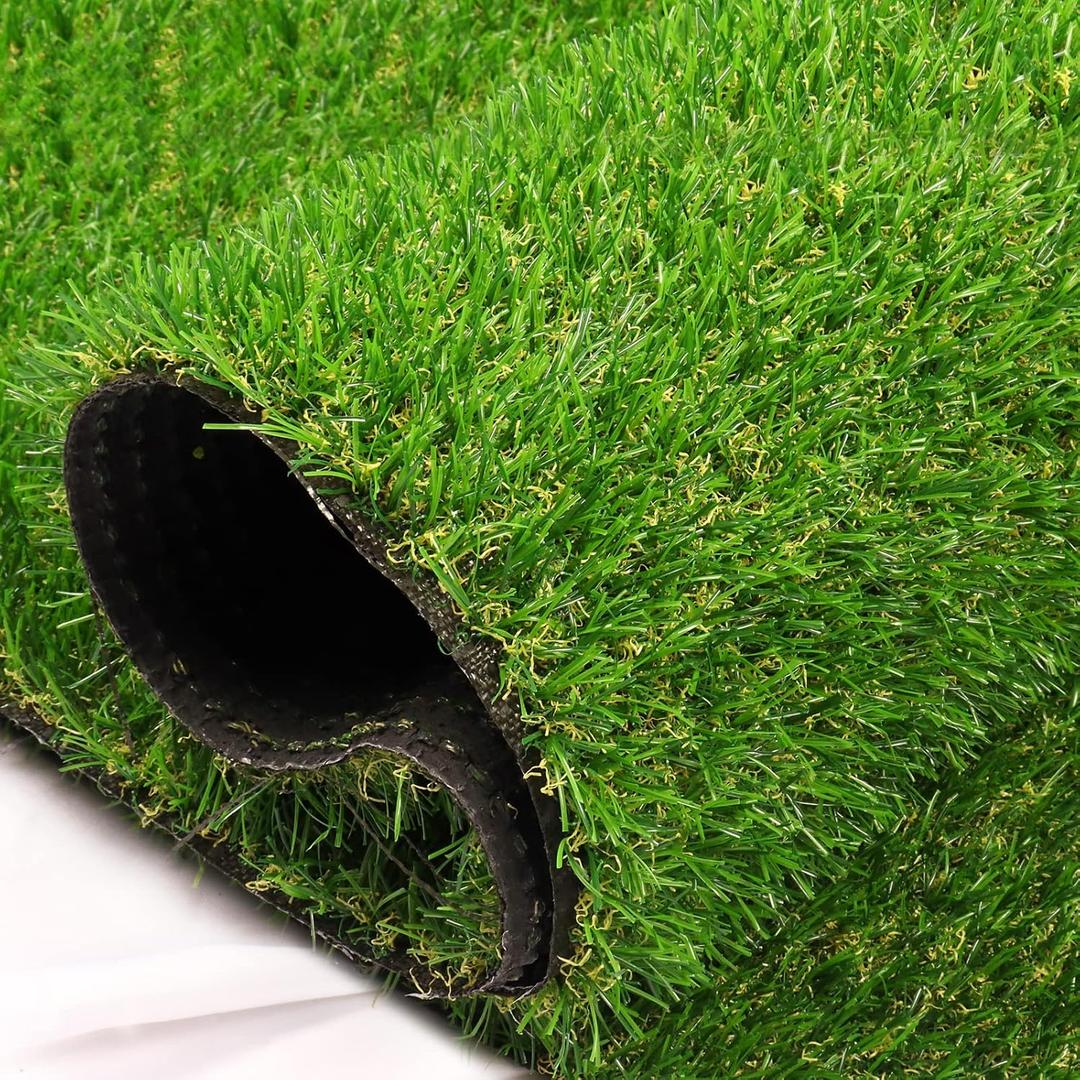 Green Artificial Grass 4FT 11in x 8 FT, Heyroll 0.8" Fake Grass Turf Mat, Indoor Outdoor Artificial Lawn Rug, Dogs Pet Synthetic Grass Carpet for Landscape Garden Backyard Patio,Customized