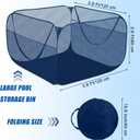 Hahood Pop-up Pool Toy Storage Bin 47 x 47 x 31 Inch Mesh Pool Organizer Bag with 2 Side Pockets for Inflatable Toys, Floats, Beach Balls,Towels and Other Swimming Accessories