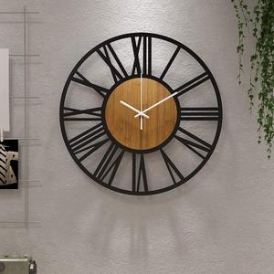 1st owned Wall Clocks for Living Room Decor,13" Vintage,Round Silent Non Ticking,Black Metal,Modern Wood Clocks for Home Bedroom,Kitchen,Garden,Office,Cafe,Modern Wall Decoration -Roman Numerals (13.5 Inch)