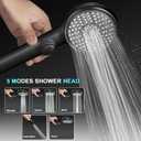 RV Shower Head with Hose, High Pressure 5 Mode Shower head Replacement, Shower Head for RV/Campers, Travel Trailer, Motorhome for Water Saving, Shower Head Holder and Hose, On Off Switch, Black