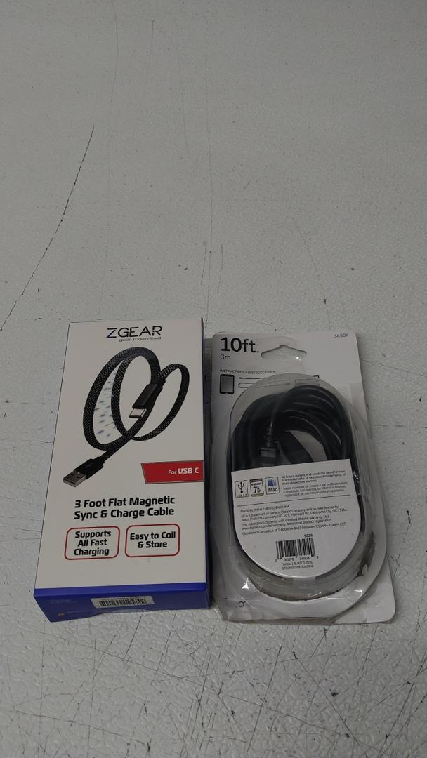 USB Extension Cable 10FT & ZGEAR 3ft Flat Magnetic Sunc & Charge Cable