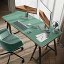 YSAGi Leather Desk Protector, Office Mat, Large Mouse Mat, Non-Slip PU Leather Blotter, Laptop Desk Pad, Waterproof Writing Pad for Office and Home (Green-Blue, 47.2" x 23.6")