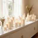 36 PCS Pillar White Candles in Glass,Hurricane Candles,Wedding Cylinder Candle,3 Different Lengths 2 x 3/6/8 Inch (12 Each),Creating an Atmosphere Suitable for Various Outdoor Activities.