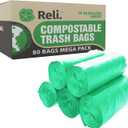 Reli. Compostable 33 Gallon Trash Bags | 80 Count Bulk | ASTM D6400 | Green | Eco-Friendly | For Compost