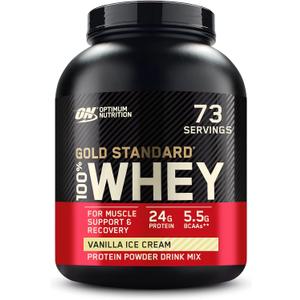Optimum Nutrition Gold Standard 100% Whey Protein Powder, Vanilla Ice Cream, 5 Pounds (EXP 04/04/28)