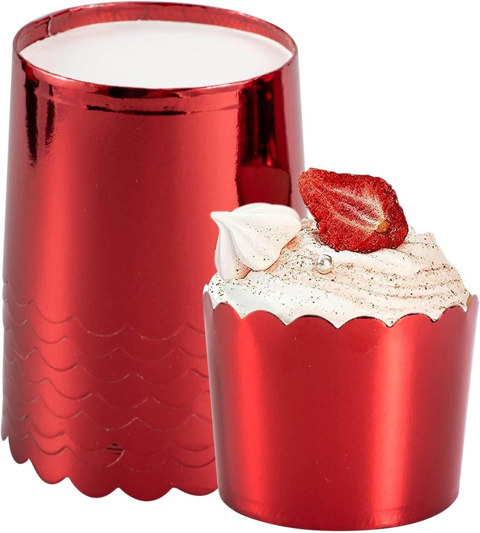 Paper Baking Cups, 50pcs Cupcake Liners Red Muffin Liners Greaseproof Disposable Bulk Cupcake Wrapper, 6 oz Standard Jumbo Muffin Cups for Halloween Christmas Parties by Dootafy