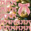 30 Pcs Velvet Ribbon Bows 3.5" x 3.5" Pre Tied Christmas Velvet Bows with Twist Tie for Gift Packaging Christmas Tree Wreaths Door Windows Wedding Party Decoration(Dusty Pink)