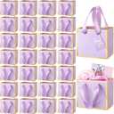 Yeaqee 50 Pcs Mini Metallic Foil Gift Bags with Handles 4x4.75x2.25'' Tiny Thank You Favor Bag Bulk with Tag for Fall Thanksgiving Halloween Wedding Baby Shower Birthday Party (Lavender, Gold)