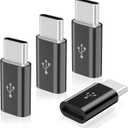 4 Pack Micro USB to USB C Adapter, Micro-USB Female to USB-C Male OTG Adapter Compatible with Samsung Galaxy S10 S9 S8 Plus Note 9 8, MacBook, LG V30 G5 G6, Moto Z2 Play Type-C Phones, Tablets (Black)