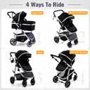Hagaday Baby Stroller, 2-in-1 Reversible Toddler Seat with Bassinet Mode, Foldable Infant Stroller with Canopy, One Button Brake, Adjustable Handle, Newborn Pushchair(Black)