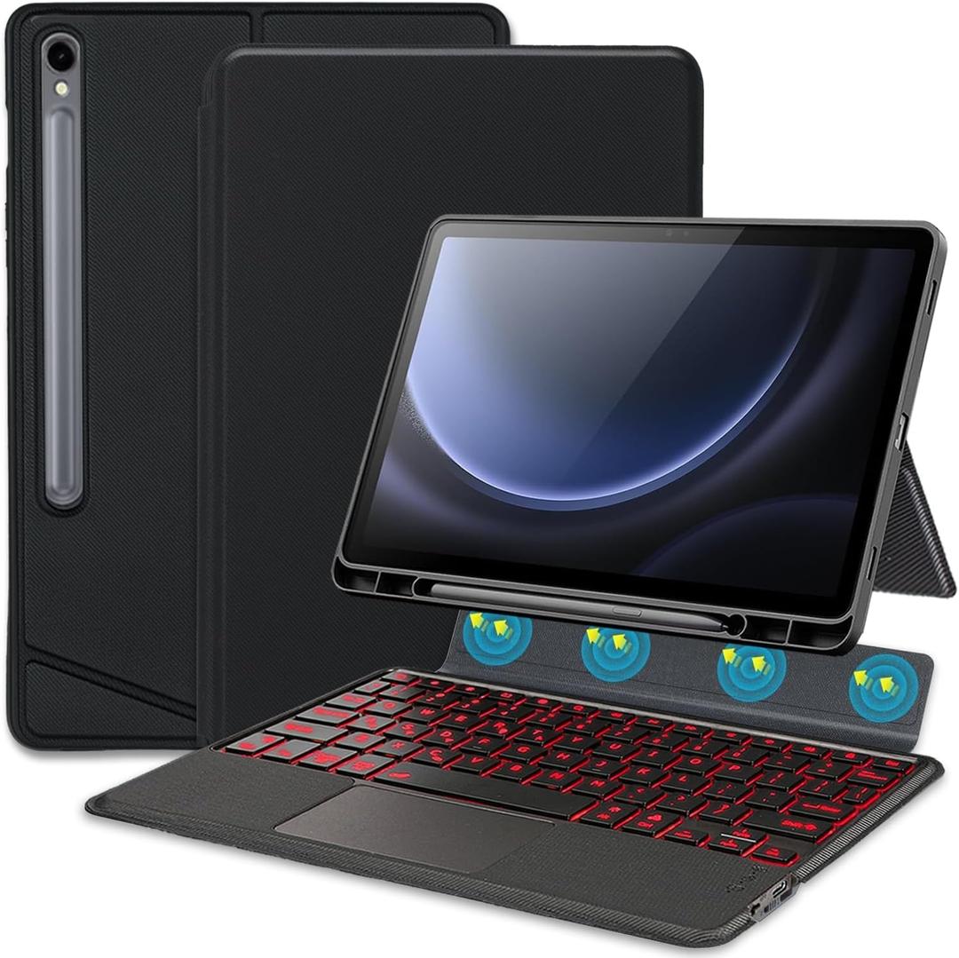 Backlit Touchpad Keyboard Case for Samsung Galaxy Tab S10 FE 2025/ S9 FE 5G 2023 10.9"/Tab S9 11 Inch, Backlight Multi-Angle Kickstand,Portrait/Landscape Stand Detachable Magnetic Cover Case