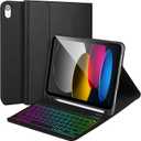 for iPad 11/10th Generation Case with Keyboard,Backlit Detachable Bluetooth Keyboard case for iPad A16 2025 11 inch/10th Gen 2022 10.9 with Pencil Holder, Square Keycaps,Black-B